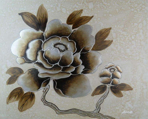 Handmade Canvas Signed Oil Painting 20"x24" Modern Silver Lily Daisy rr85