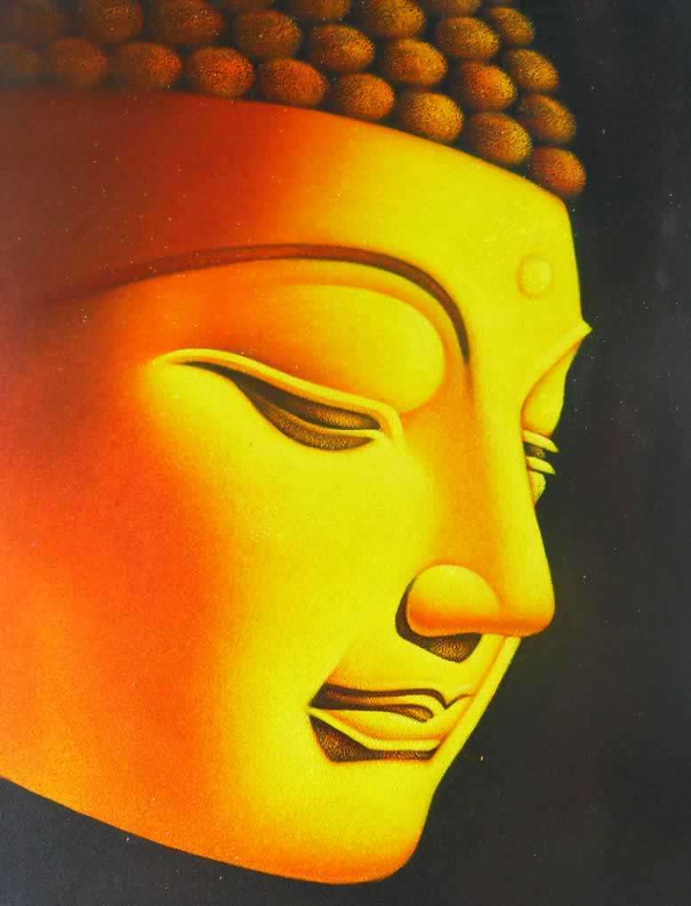 Handmade Canvas Signed Oil Painting 24"x36" Modern Buhhda Zen R26