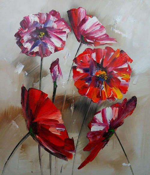 Handmade Canvas Oil Painting 20"x24" Flowers Red Roses Abstract a18