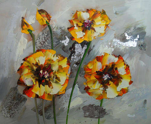 Handmade Canvas Oil Painting 20"x24" Flowers Red Roses Abstract a19