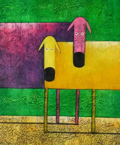 Handmade Canvas Oil Painting 12"x16" Cartoon Cow Children HG26