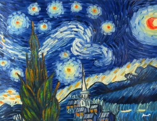 Handmade Canvas Oil Painting 12"x16" Van Gogh repro Starry Night HG45
