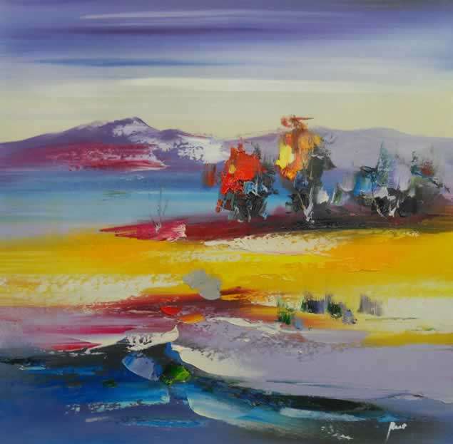 Original Signed Handmade Abstract Vivid Color 20"x24" Field Summer A121