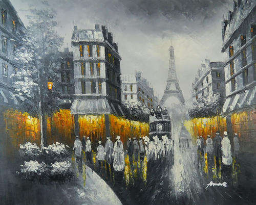 Handmade Canvas Signed Oil Painting 20"x24" Citscape Street P55