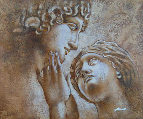 Signed Handmade Oil Painting 60CMX50CM Modern Abstract Portrait Lover R103