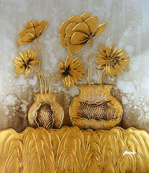 Signed Canvas Handmade Oil Painting 50CMX60CM Flower Daisy Abstract Modern ff41