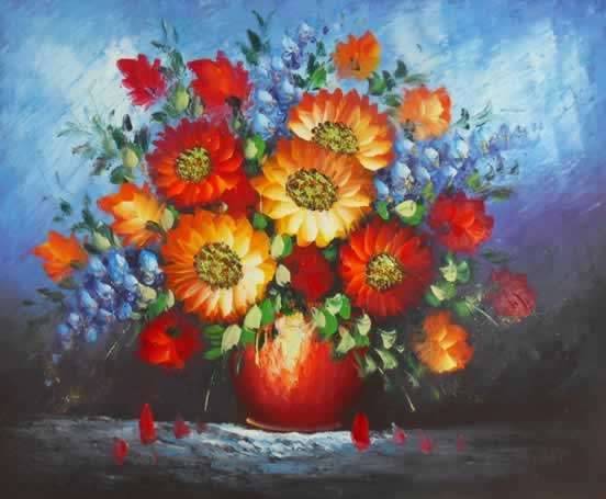 Handmade Canvas Oil Painting 50CMX60CM Flowers Roses in Vase HG71