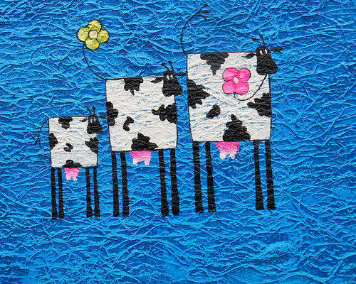 Framed Handmade Oil Painting 20cmx25cm Cartoon Kids Children SC02