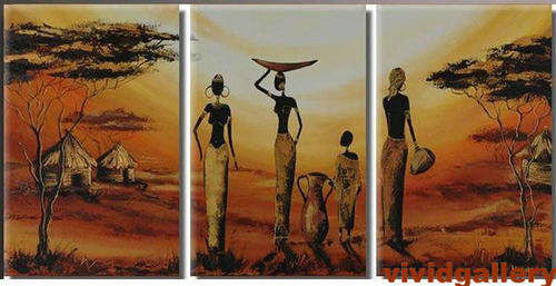 Hand-painted Canvas Oil Painting 60"x24" Modern African Trees Sunrise G13
