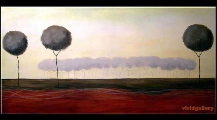 Handmade Signed Canvas Oil Painting 120cmx60cm Landscape Trees Sunrise G65