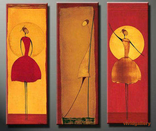 Handmade Signed Canvas Oil Painting 90cmx100cm Abstract Girls Dancing G54