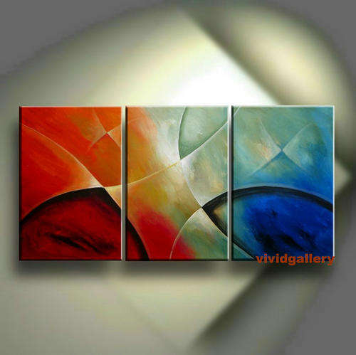 Hand-painted Canvas Oil Painting Modern Abstract Blue Pink G128