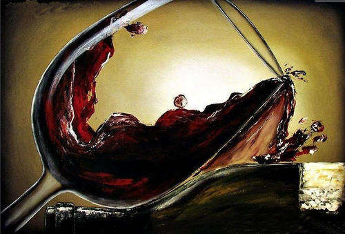 Handmade Signed Canvas Oil Painting 90cmx60cm Modern Red Wine AR08