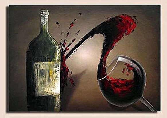Handmade Signed Canvas Oil Painting 90cmx60cm Modern Red Wine AR14