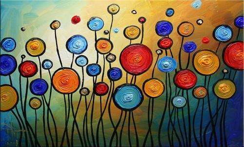 Handmade Signed Canvas Oil Painting 90cmx60cm Modern Flowers Floral HN044