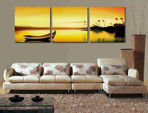 Hand-painted Canvas Oil Painting 180cmx60cm Seascape Sunrise Boats G142