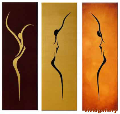 Hand-painted Canvas Oil Painting Modern Dancing Girls Abstract G210