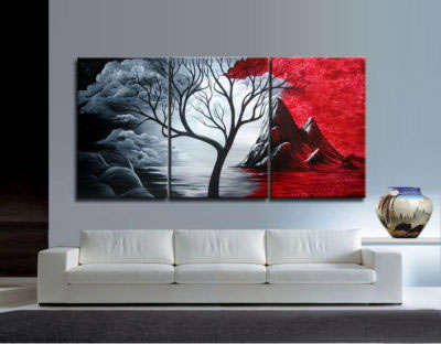 Hand-painted Canvas Oil Painting Modern 150cmx80cm Landscape Trees Rock G295