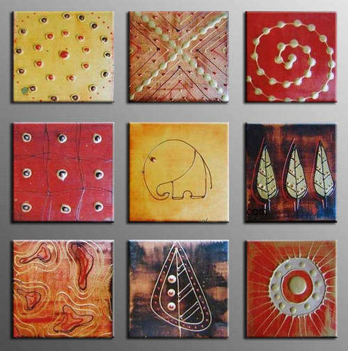 Hand-painted Canvas Oil Painting Modern Abstract 9 pcs Deco Art G909