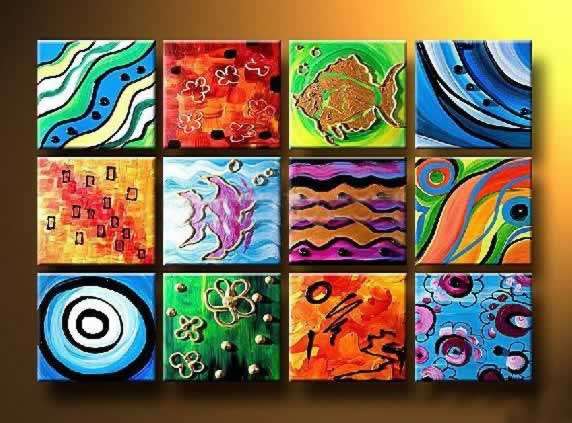 Hand-painted Canvas Oil Painting Modern Abstract 12 pcs Deco Art G917