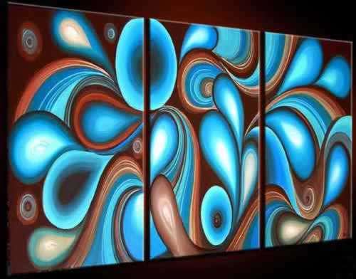Hand-painted Canvas Oil Painting Abstract Modern Blue Deco Art G386