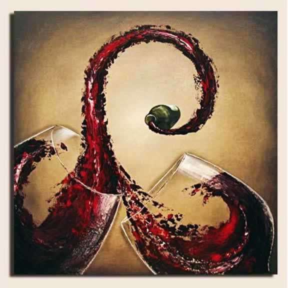 Signed Canvas Handmade Oil Painting 60cmx60cm Modern Abstrat Red Wine AR020