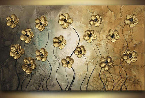 Signed Canvas Handmade Oil Painting 90CMX60CM Modern Colorful Flowers HS029