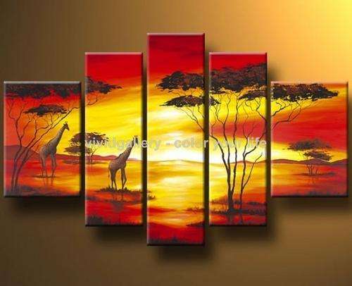 Hand-painted Canvas Oil Painting Modern Flowers Red Lily Orange G536