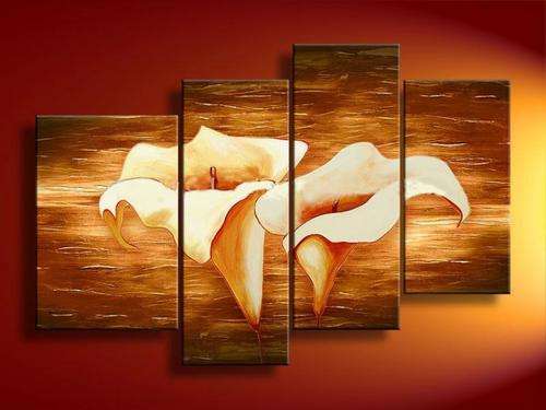 Signed Handmade Oil Painting 130CMX80CM Modern Flowers White Lily H416