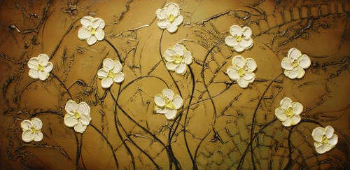 Handmade Signed Canvas Oil Painting 120cmx60cm Modern Flowers Roses f76