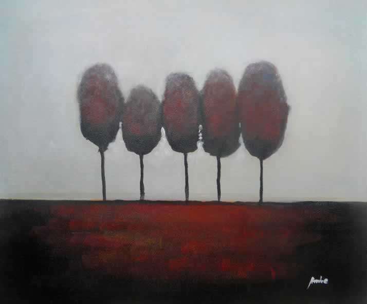 Signed Canvas Handmade Oil Painting 50CMX60CM Modern Trees Sunrise R47