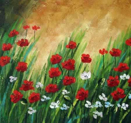 Hand-painted Canvas Oil Painting 60cmx60cm Landscape Flowers Field f46