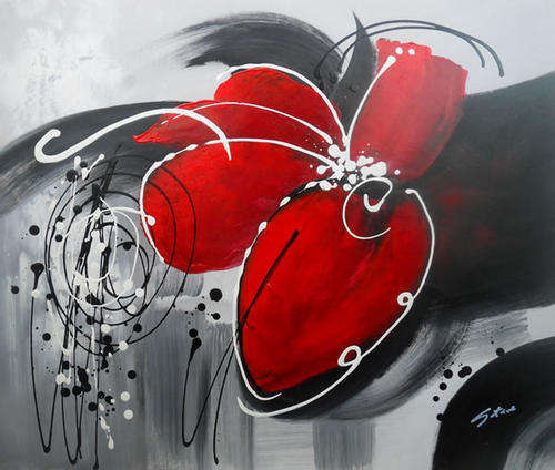 Signed Canvas Handmade Oil Painting 60cmx50cm Modern Trees Flowers rr28