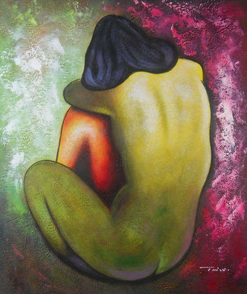 Signed Canvas Handmade Oil Painting 60cmx50cm Modern Nude Girls rr94