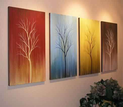 Hand-painted Canvas Oil Painting 160cmx60cm Modern Trees Sumrise G560