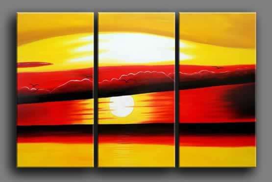 Hand-painted Canvas Oil Painting 120cmx80cm Seascape Beach Flamed Birds G566