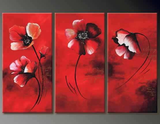 Hand-painted Canvas Oil Painting 120cmx80cm Flowers Red Poppy G575