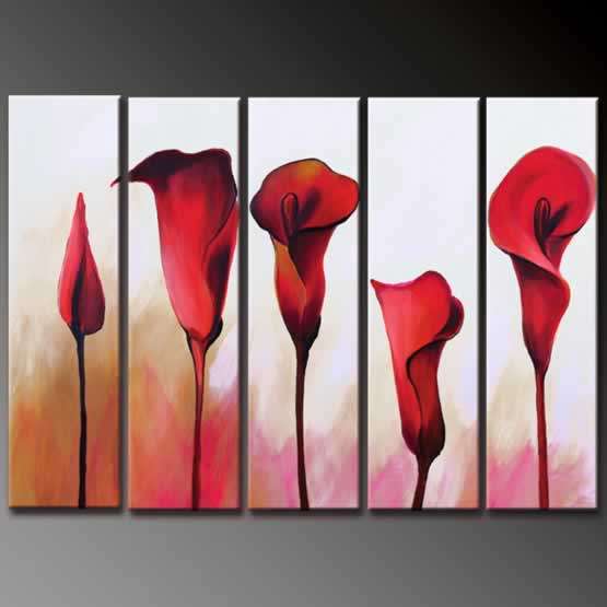 Hand-painted Canvas Oil Painting 100cmx80cm Modern Red Calla Lily G577