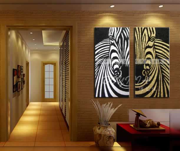Hand-painted Canvas Oil Painting 120cmx90cm Modern Animals African Zebra G615