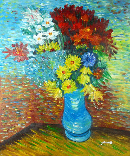 Handmade Canvas Oil Painting 20"x24" Van Gogh repro Daisy Roses VM92