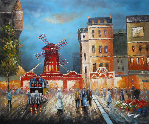 Hand-painted Signed Oil Painting 50CMX60CM Street Building Night P85