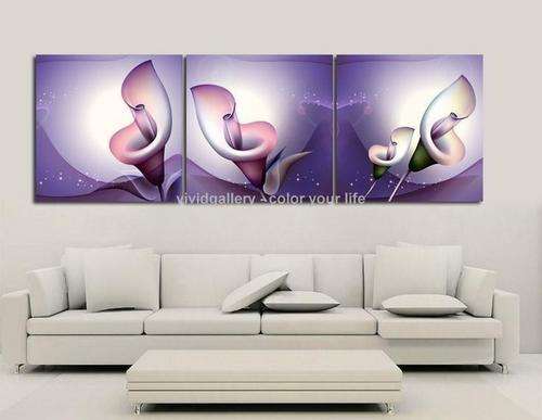 Hand-painted Canvas Oil Painting Modern Abstract Flowers Purple Lily G753