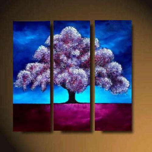 Hand-painted Canvas Oil Painting 90cmx90cm Modern Trees Purple ABC033