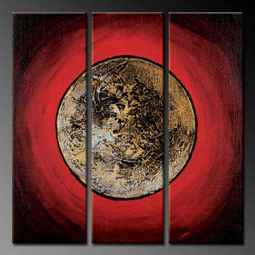 Hand-painted Canvas Oil Painting 90cmx90cm Modern Abstract Red Golden ABC027
