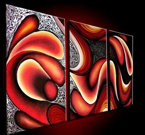 Hand-painted Canvas Oil Painting 150cmx80cm Modern Red Black ABC141