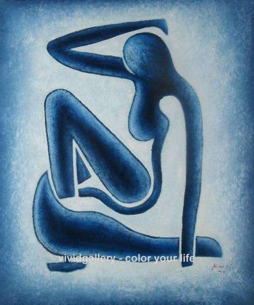 Signed Canvas Handmade Oil Painting 24"x20" Dancing Girls Nude rr1202