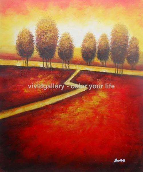 Hand-painted Canvas Oil Painting 50cmx60cm Landscape Trees Sunflowers rr26