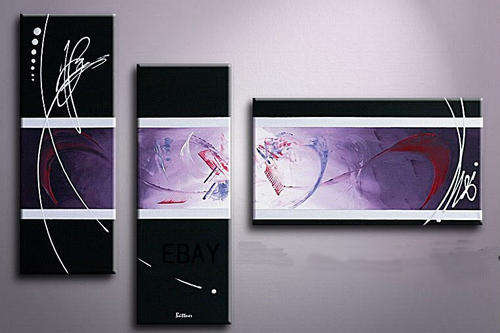 Framed Oil Painting Abstract Purple Black Deco Art ABC010