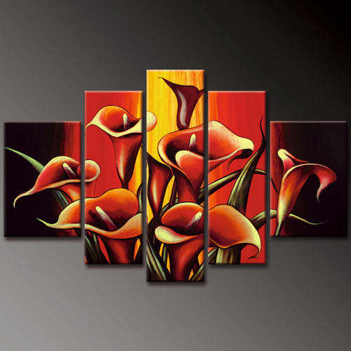Hand-painted Canvas Oil Painting 150cmx120cm Flowers Red Lily FLE038