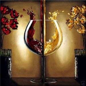 Hand-painted Signed Canvas Oil Painting 100cmx80cm Modern Wine Cup Dining Room T099